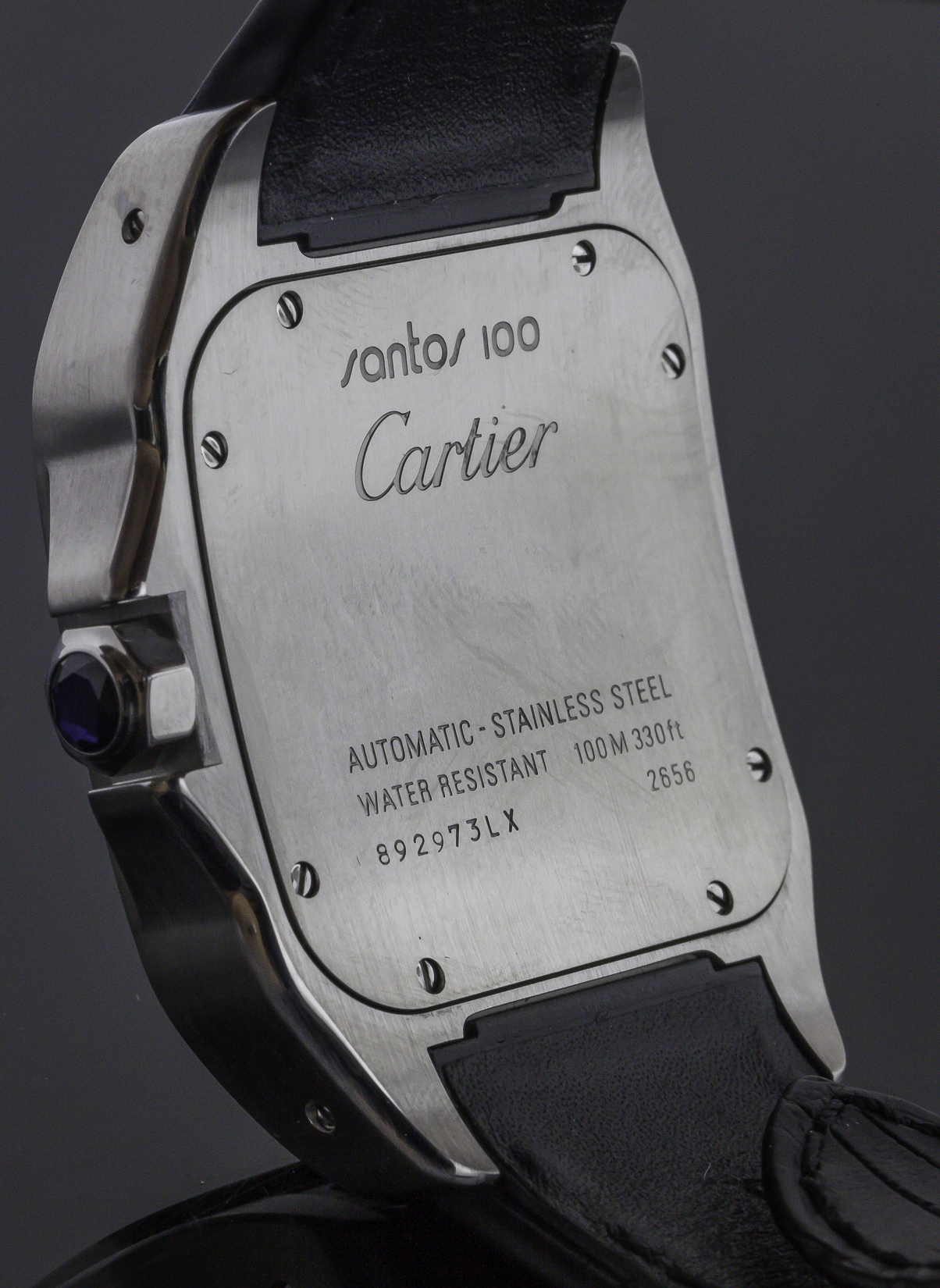 Cartier Santos 100, Mens, X Large, Stainless Steel, Ref: 2656, Leather Band, Cal 2892-2 