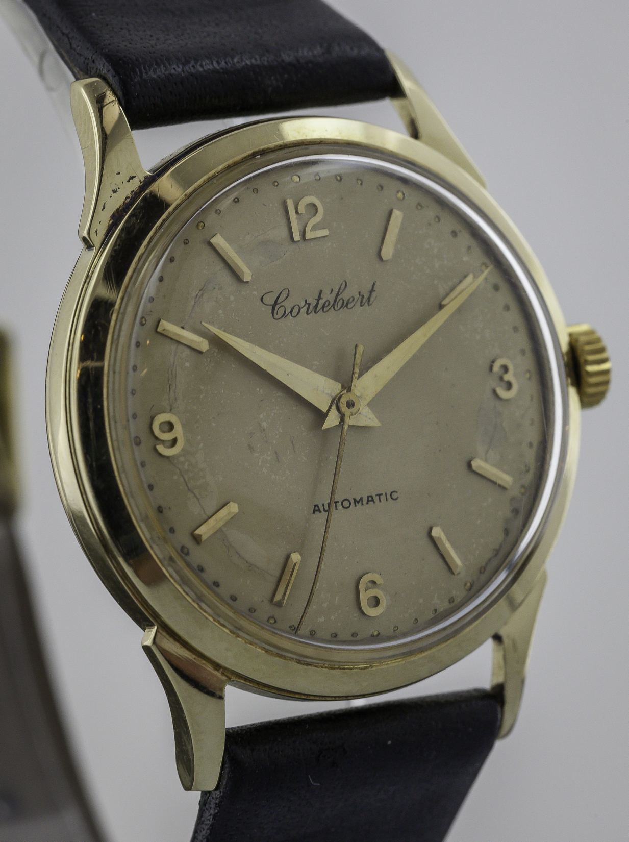 Cortebert, Vintage 8525, Mens, 14K Solid Gold, Cal 451, Leather Band ...