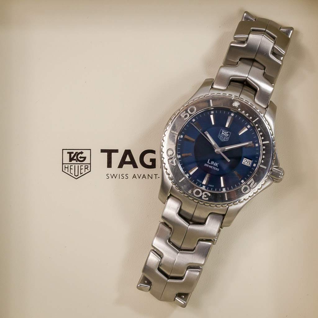 Tag Heuer Link, 200 Meters, Ref WJ1110-0, Mens, Stainless Steel, Blue Dial, Quartz, Box, Papers 