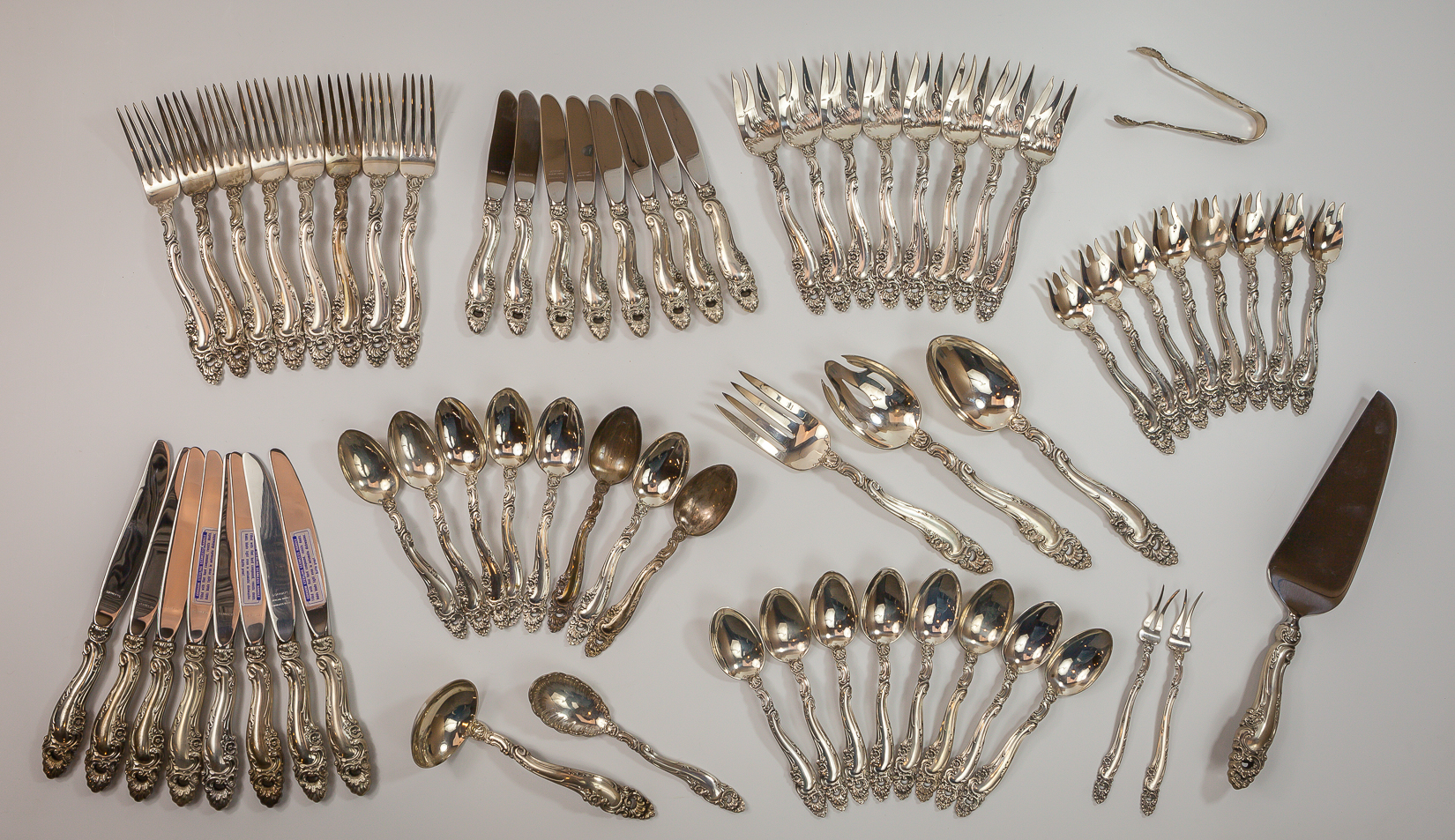 1953 Gorham Decor, 65 Piece Total, Sterling Silver Flatware Set