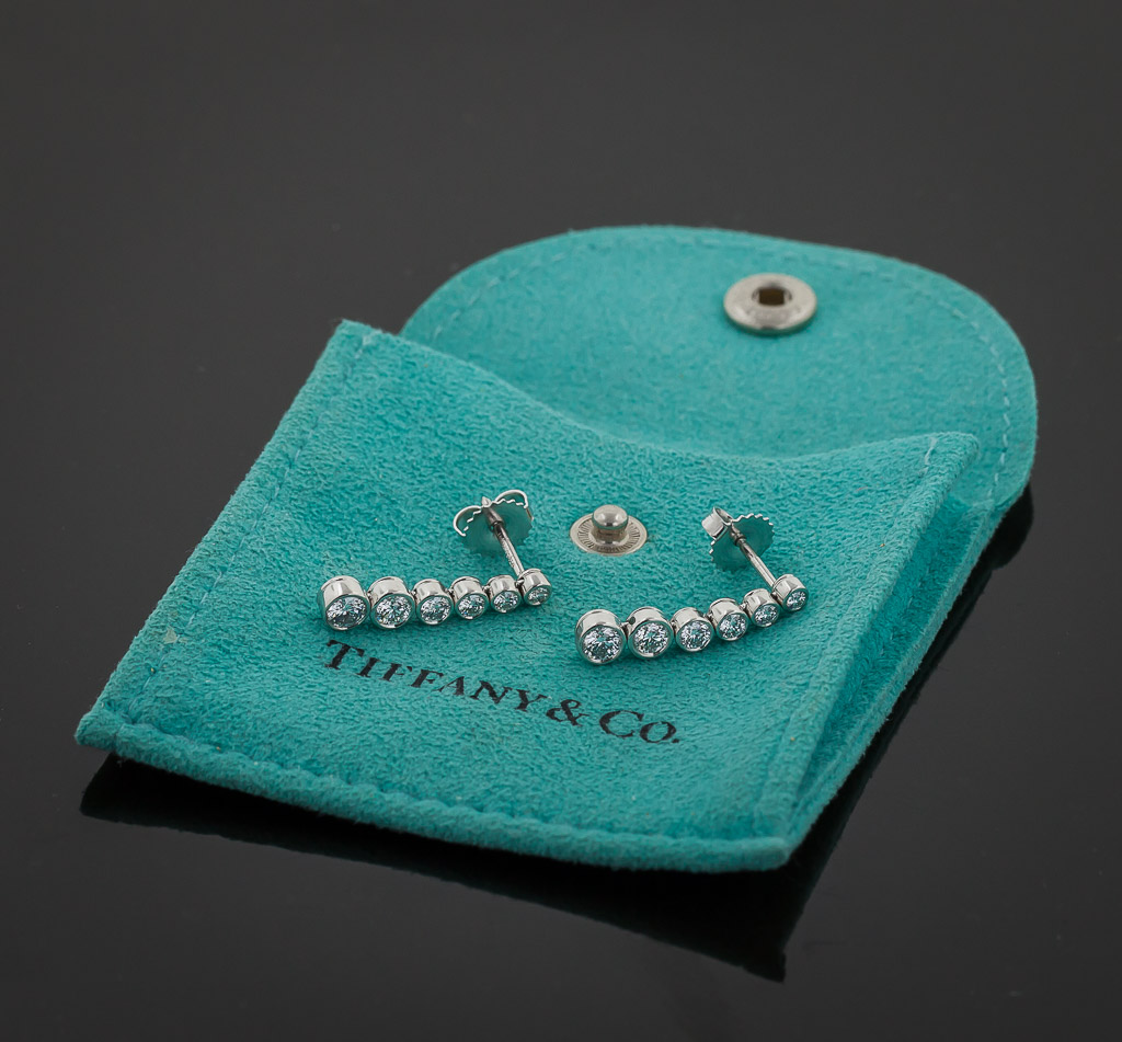 Tiffany & Co Jazz Platinum Diamond Graduated Drop Earrings, 1.26 CTW ...