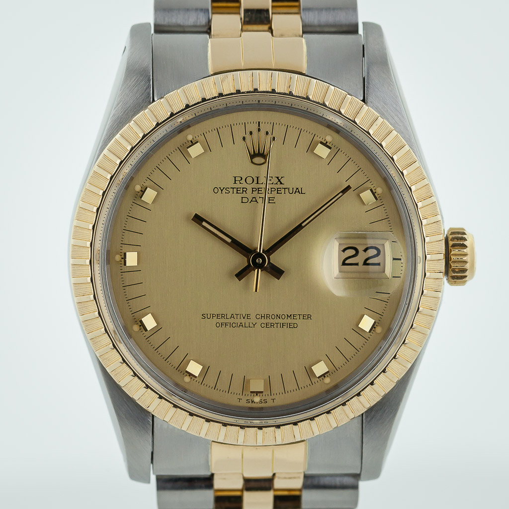 Rolex Oyster Perpetual Date, Ref No 15053, 18K Gold & Steel, Champagne Gold  Doorstop Dial