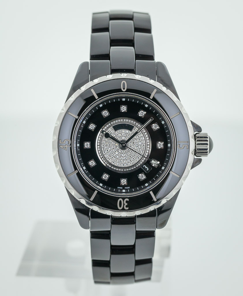 Chanel J12 Quartz Unisex Watch 38mm Black Ceramic with Diamonds
