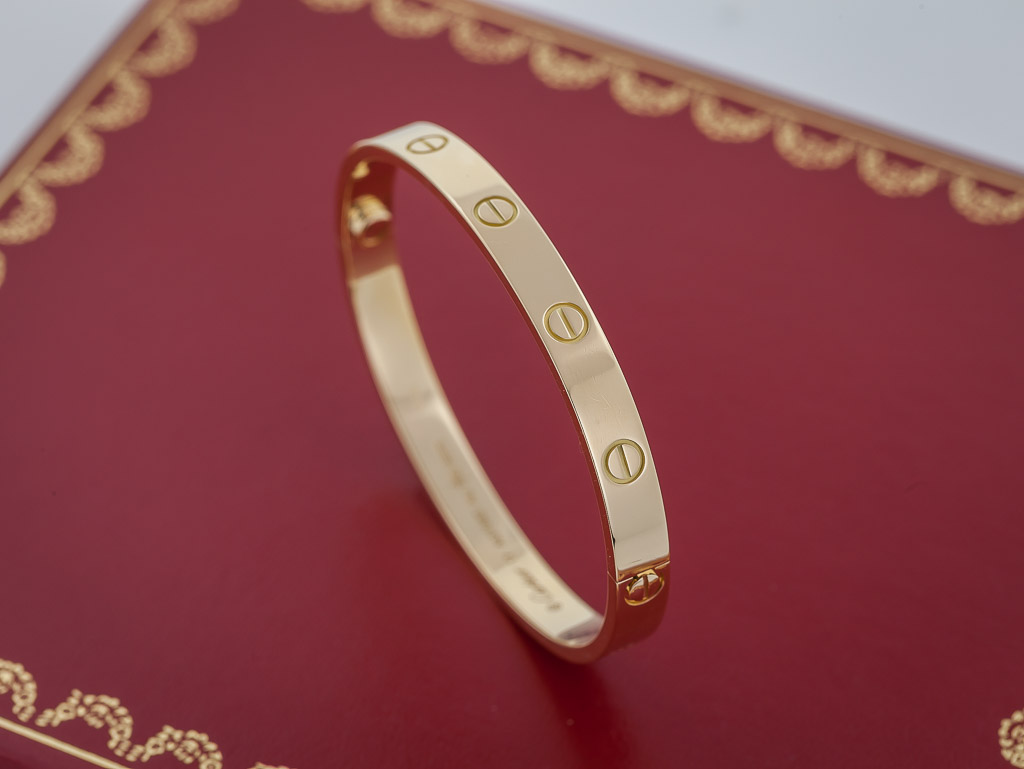 Cartier Love Bracelet, 18K Yellow Gold, Ladies, Size 17, Box ...
