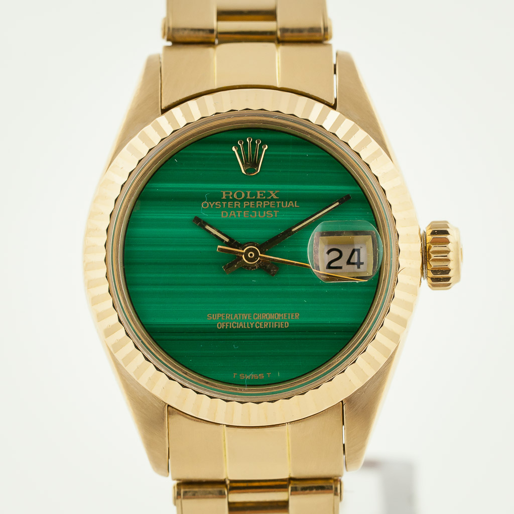 Rolex Datejust Ladies, Ref 6916, 18K Solid Yellow Gold, Malachite