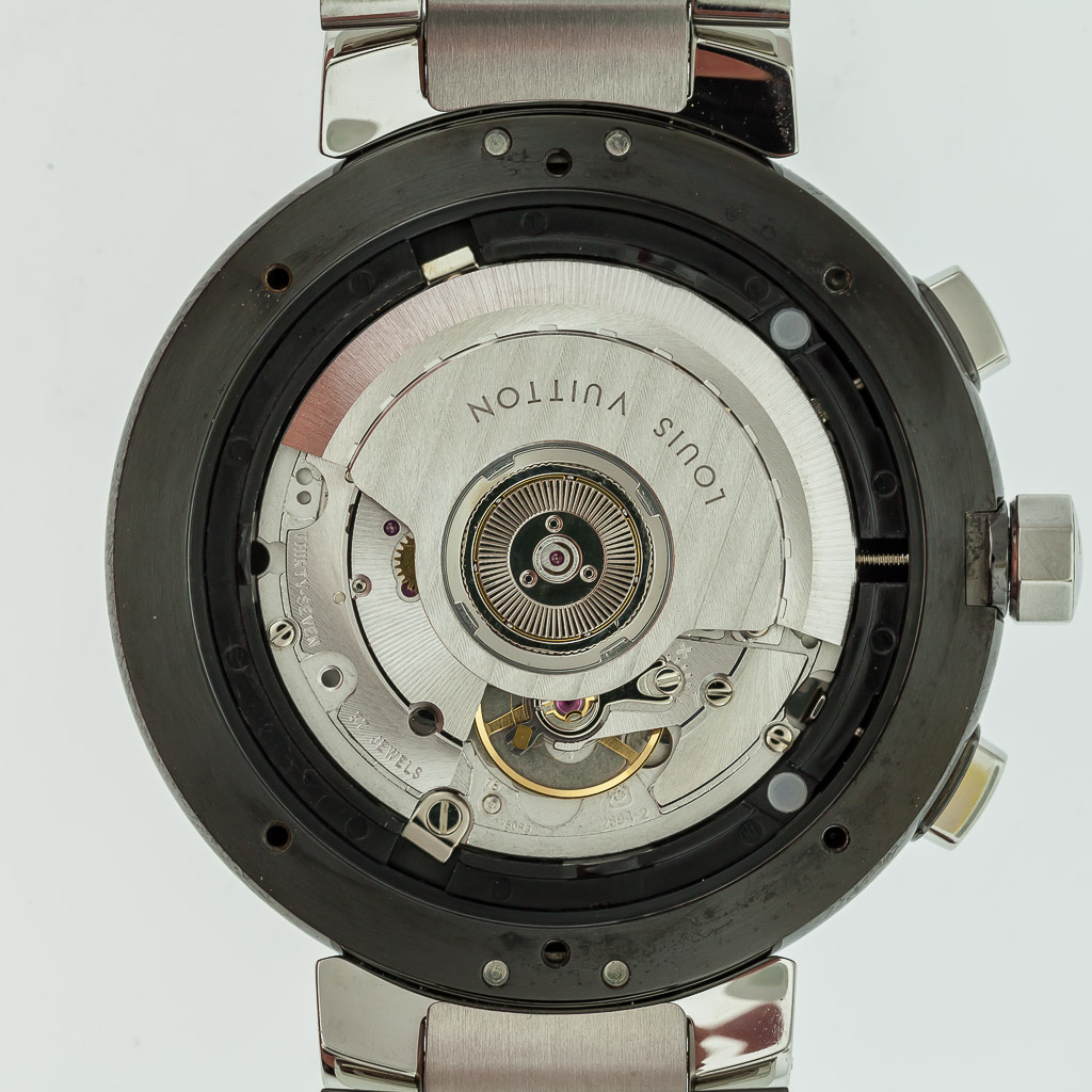 Authentic Used Louis Vuitton Tambour Black Chronograph Q112J Watch