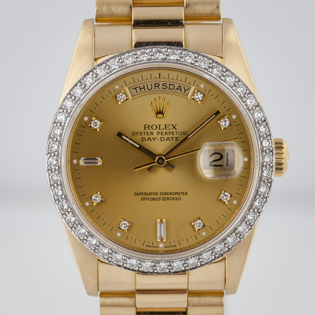18K Yellow Gold, Diamond Dial and Bezel 