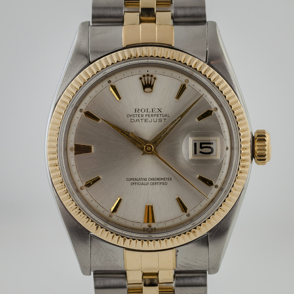 Rolex Datejust Mens 2Tone Gold Stainless Steel Watch with Silver Dial 1601